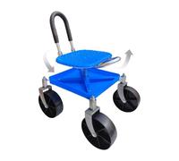Taburete de Jardín con Ruedas - Patinete Ajustable de 150 Kg, Estructura de Acero Galvanizado con Asiento de PP, Asa de Dirección y Bandeja para Herramientas | Silla de jardín al aire libre para podar