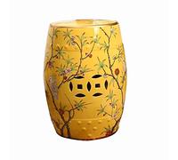 Taburete de jardín de cerámica china, Taburete de tambor de cerámica flor y pájaro, taburete decorativo de jardín, adecuado para jardín, patio, césped, interior y exterior de la