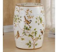 Taburete de jardín de cerámica, mesa auxiliar decorativa con diseño de flores y pájaros, acabado esmaltado, decoración de cerámica de estilo chino para hogar y jardín