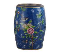 Taburete de jardín de cerámica, mesa auxiliar decorativa estilo tambor para uso en interiores y exteriores en patio, sala de estar, balcón o terraza solárium