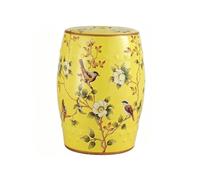 Taburete De Jardín De Cerámica, Mesa Decorativa Pintada A Mano Con Acento De Tambor For Uso Interior Y Exterior, Esmalte Pintado, Mesa Auxiliar For Patio, Sala De Estar, Dormitorio, Balcón(Yellow)