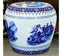 Taburete de Jardín de Cerámica,Taburete de Porcelana Azul y Blanca | Silla Clásica Tradicional, Mesa Auxiliar, Soporte for Plantas, Reposapiés, for Sala de Estar, Patio(Color 2)