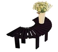 Taburete de jardín de madera, soporte para plantas resistente a la intemperie | Envoltura de banco de árbol | Asientos de patio al aire libre Silla de asiento de banco curvo(Negro,Half Round)