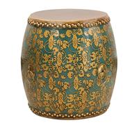 Taburete de jardín de tambor de madera china, mesa auxiliar para interiores y exteriores, soporte para plantas, reposapiés decorativo Chinoiserie para sala de estar, dormitorio, patio