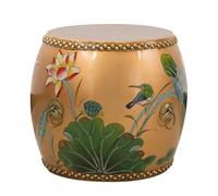 Taburete de jardín de tambor para uso en interiores y exteriores, taburete clásico de estilo chino campestre pintado a mano para sala de estar, balcón y patio