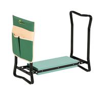 Taburete de jardín Outsunny, plegable, para sentarse de rodillas, con cojín, bolsa de almacenamiento, herramientas verdes