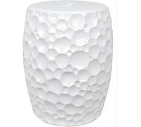 Taburete de jardín, taburete decorativo de cerámica, taburetes decorativos de tambor esmaltados y pintados a mano, mesa auxiliar multifuncional pequeña for maquillaje, soporte for macetas.(White)