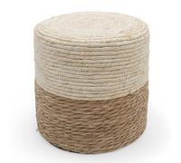Taburete de junco de mar vintage natural, 30 cm, fibra natural, puf bohemio de yute, reposapiés, taburete, cojín de asiento