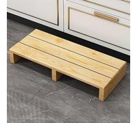 Taburete de madera, almohadillas antideslizantes para uso en interiores y exteriores, soporta fácil acceso, diseño resistente, medio escalón para la entrada, dimensiones