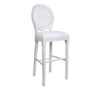 Taburete de madera blanco tapizado en piel sintetica de 52x46x116 cm