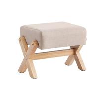 Taburete de madera con asiento acolchado, banco de zapatos con patas en X para entrada y dormitorio, juego de 2 piezas
