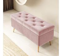Taburete de madera con patas, otomana multifuncional para dormitorio y entrada, asiento de almacenamiento oculto, elegante acento de decoración del hogar, ideal para espacios pequeños