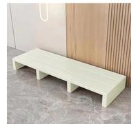 Taburete de madera de acacia con almohadillas antideslizantes, diseño duradero y resistente, altura ajustable de 11/15 cm, ideal para baño, camas altas, escritorio de oficina, 100 x 30 x 11 cm