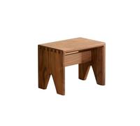 Taburete de madera de nogal negro para uso doméstico y exterior, diseño cuadrado pequeño con juntas de mortaja y espiga, taburete bajo portátil y versátil para porche, camping o como reposapiés de
