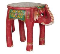 Taburete de madera elefante multicolor pintado a mano 50x35x46 cm
