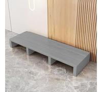 Taburete de madera gris claro para uso en interiores y exteriores, cojín antideslizante, ideal para cocina, oficina, baño, mesita de noche, diseño ligero, 100 x 30 x 15 cm
