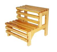 Taburete de madera maciza, moderno y creativo, banco de zapatos de 2 capas, color natural, resistente al agua, anticorrosión, taburete de baño antiguo: 39 x 42 x 38 cm