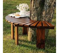 Taburete de madera para jardín al aire libre, banco de árbol envolvente, muebles, silla de asiento para césped, patio, parque, porche, patio trasero, bancos - semicircular redondo(Wood Color,Round)