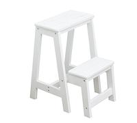 Taburete de madera plegable de 2 escalones, taburete de cocina portátil, taburete ligero para camping, escalera de paso para uso doméstico, duradero y fácil de almacenar