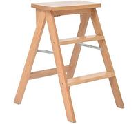 Taburete de Madera Plegable de 3 peldaños, Silla de Escalera doméstica portátil, Taburete para escaleras, Altura 56 cm, Resistente, soporta hasta 100 kg.