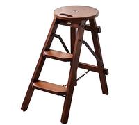 Taburete De Madera Taburete De Cocina Escalera De Tres Peldaños Taburete Plegable De Madera De Caucho Capacidad De Carga De 150 Kg