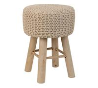 Taburete de madera y algodón trenzado marrón 32x32x44h cm