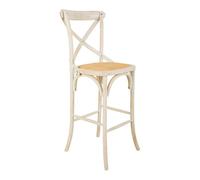 Taburete de madera y asiento de ratán blanco 45x53x75/116h cm