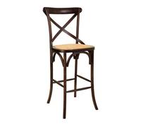 Taburete de madera y asiento de ratán marrón 45x53x75/116