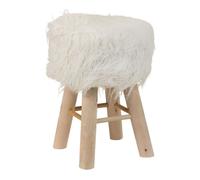 Taburete de madera y forrado de tela blanco 32x32x44h cm