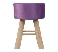 Taburete de madera y forrado de tela lila 32x32x44h cm