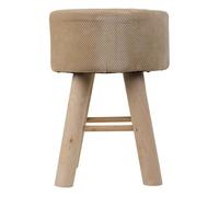 Taburete de madera y forrado de tela marrón 32x32x44h cm
