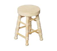 Taburete de madera Zakka realista con parte superior redonda para casas de muñecas en miniatura a escala 1/12, accesorios de cocina en miniatura