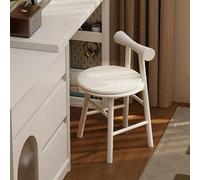 Taburete de maquillaje de madera maciza con cojín, silla redonda para dormitorio, comedor y guardarropa