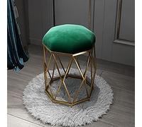 Taburete de maquillaje de terciopelo afelpado con patas de metal para dormitorio, sala de estar y tienda de belleza, color verde