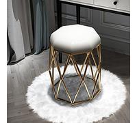 Taburete de maquillaje de terciopelo de lujo con patas de metal, silla redonda para tienda de belleza, sala de estar, dormitorio con almohadilla antideslizante