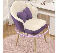 Taburete de maquillaje en forma de flor, silla giratoria de 360° con respaldo alto, elegante asiento de vestidor blanco para sala de estar/vestuario