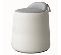 Taburete de maquillaje giratorio de 360° con respaldo, silla moderna de piel de resina para dormitorio, sala de estar, estudio, altura ajustable, elegante diseño gris