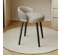 Taburete de maquillaje giratorio redondo de lujo con respaldo, silla tapizada de alta calidad para dormitorio de niñas, baño, tocador, color gris