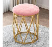 Taburete de maquillaje tapizado rosa - Cojín de espuma suave diseño artístico de hierro para mesa de tocador, asiento cómodo para rutina de belleza, 35 x 40 x 43 cm, perfecto para sala de estar