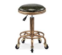 Taburete de maquillaje vintage para salón de belleza con patas de metal ajustables en altura para dormitorio o barra de mostrador, taburete bajo con diseño de 5 garras (tamaño: 32 x 32 x 50 ~ 64 cm,