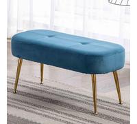 Taburete de mediados de siglo, asiento otomano tapizado de tela con patas de metal dorado para sala de estar, dormitorio, balcón, entrada, banco interior, carga 330 libras