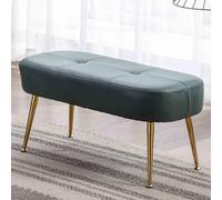 Taburete de mediados de siglo, asiento otomano tapizado de tela con patas de metal dorado para sala de estar, dormitorio, balcón, entrada, banco interior, carga 330 libras