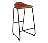 Taburete de metal y piel marrón 46x46x80