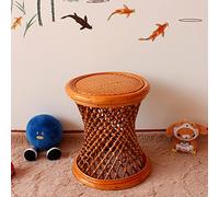 Taburete de mimbre para pies, tejido a mano, taburete de jardín al aire libre, diseño de madera rústica, decoración multifuncional para el hogar para patios, terrazas y jardines