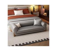 Taburete de noche de cuero de lujo ligero para dormitorio, otomano de almacenamiento elegante, perfecto para tiendas de ropa y armarios (gris, grande)