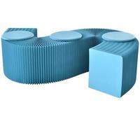 Taburete De Papel Plegable, Banqueta De Papel,Cambiarse De Zapatos/Mesa Auxiliar,Otomana De Ocio Con Cojín Redondo Para Oficinas,Salas De Recepción, Salones Y Centros Comerciales A,240*30*40cm