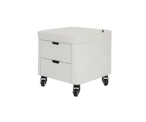 Taburete de pedicura Cosy: Con dos cajones de almacenamiento de madera lacada blanca