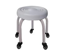 Taburete de pedicura de 32 cm con ruedas, asiento redondo, cojín de esponja, marco de acero, otomano para dormitorio y sala de estar, diseño colorido en blanco y negro