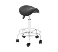 Physa Taburete para Estética Tipo Silla De Montar Physa Frankfurt Black (Estructura de Acero Cromado, Tapicería en Suave PU, Acolchado Confortable, Negro)
