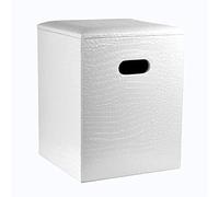 Taburete de pie con almacenamiento, diseño cuadrado de piel sintética impermeable, soporta hasta 330 libras, ideal para entrada o sala de estar